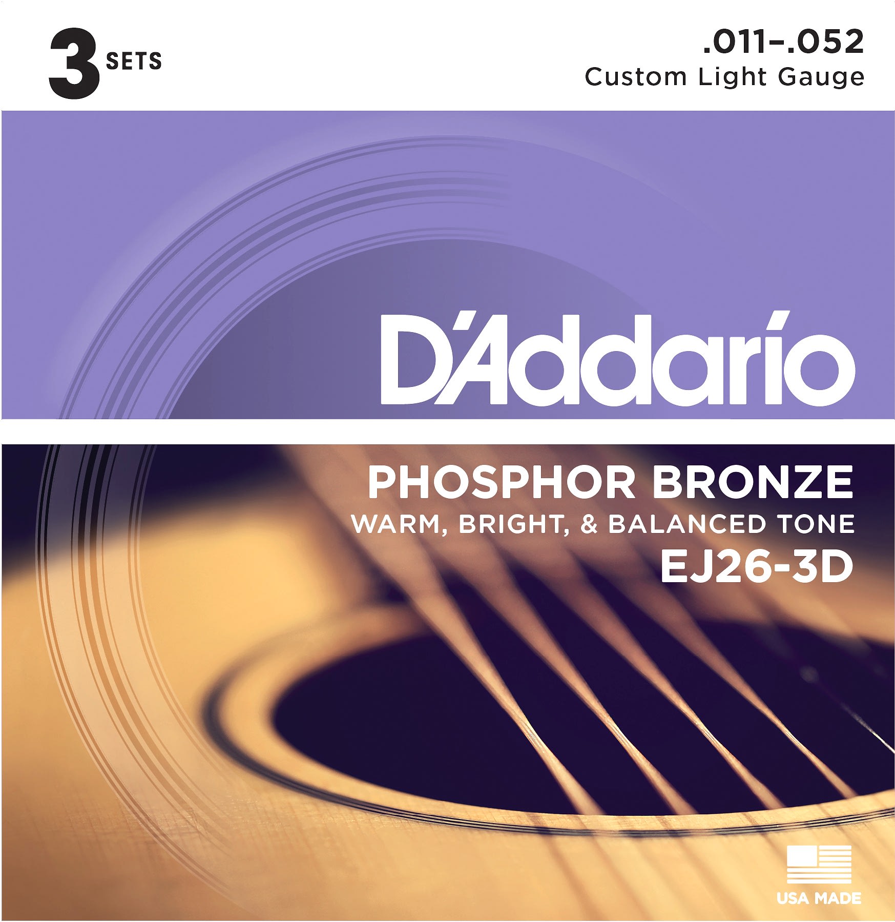 AKUSTİK GİTAR TEL SETİ, 3'LÜ PAKET, PHOSPHOR-BRONZ - EJ26-3D